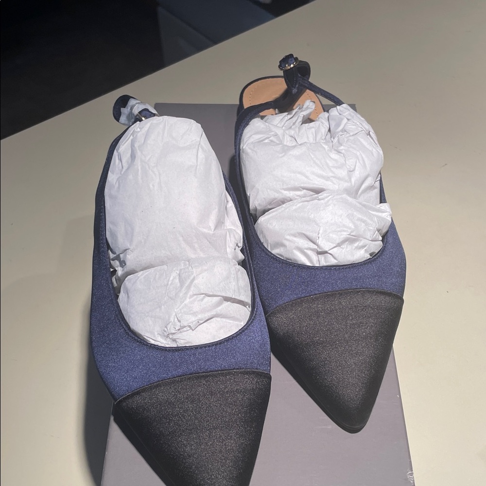 LOFT Black and Blue Pointed Flats size 9. New never worn
